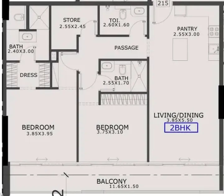 2 BR floor plan