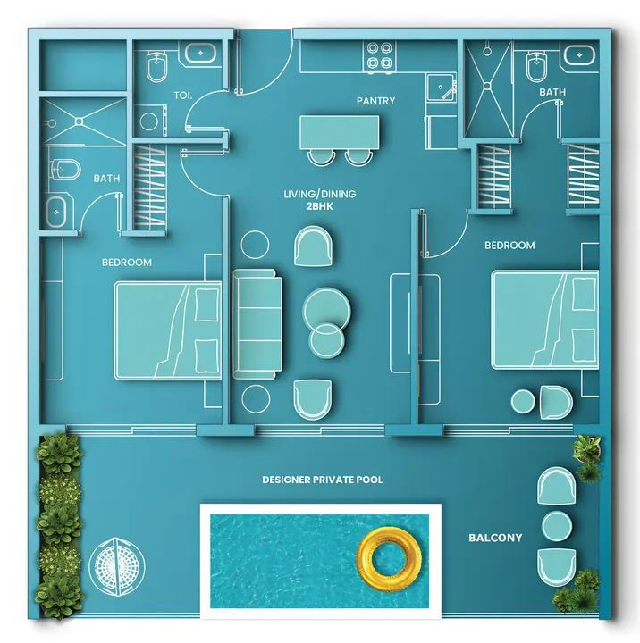 2 BR floor plan