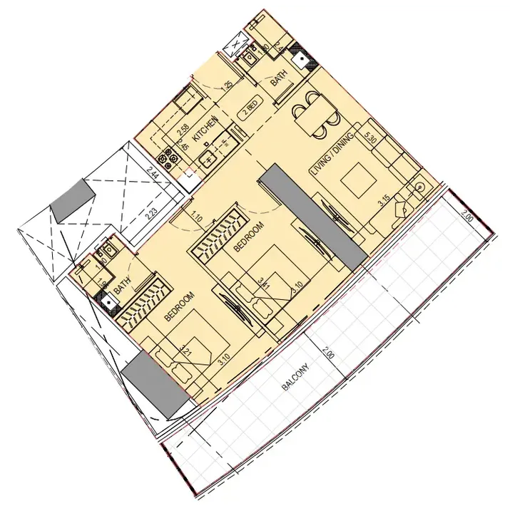 2 BR floor plan