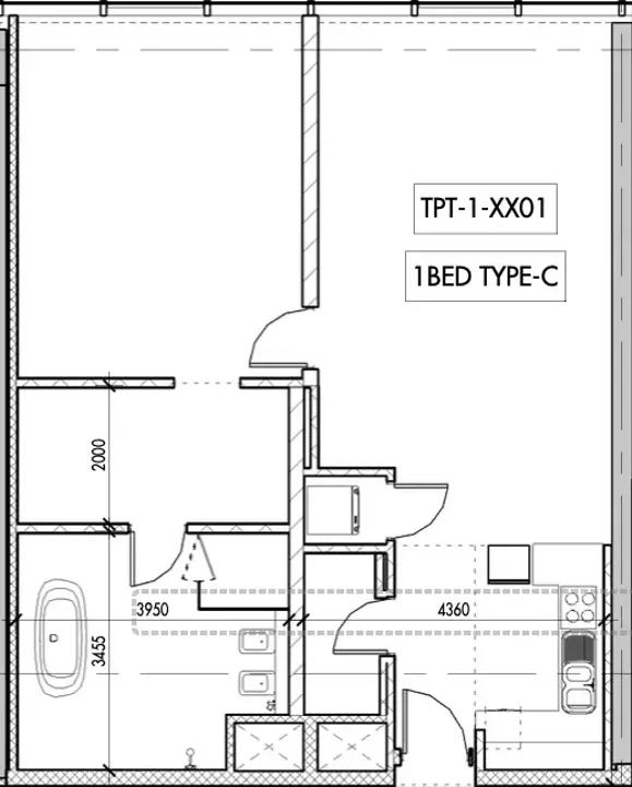 1 BR floor plan