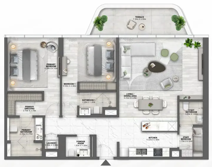 2 BR floor plan