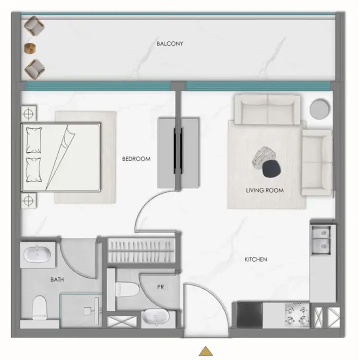 1 BR floor plan