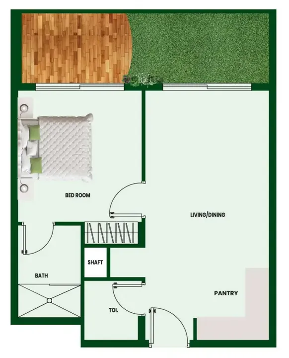 1 BR floor plan