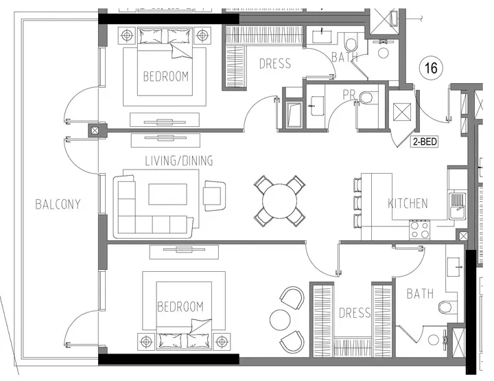 2 BR floor plan