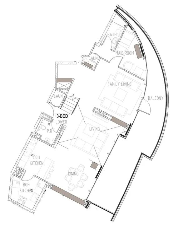 3 BR floor plan