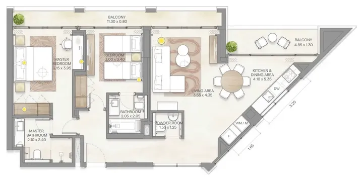 2 BR floor plan