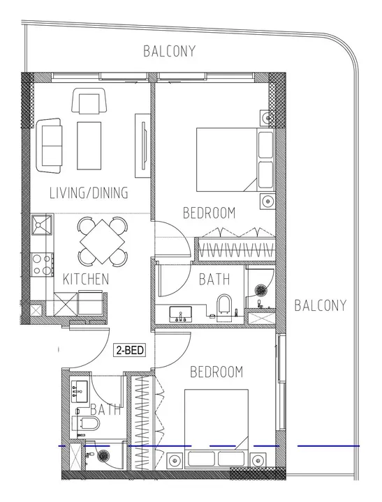 2 BR floor plan