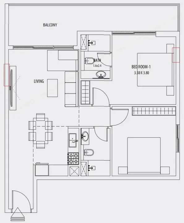 2 BR floor plan