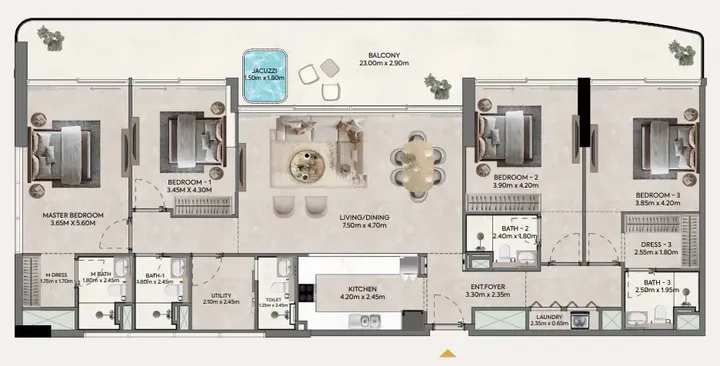 4 BR floor plan