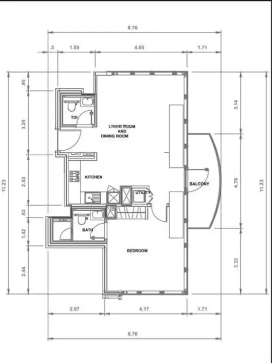 1 BR floor plan