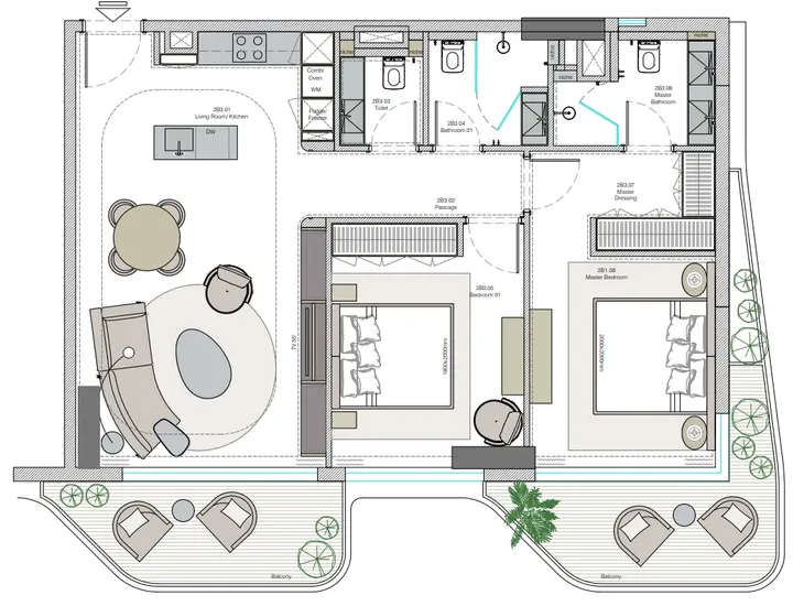2 BR floor plan