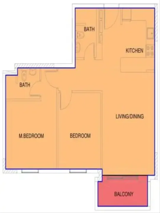 2 BR floor plan