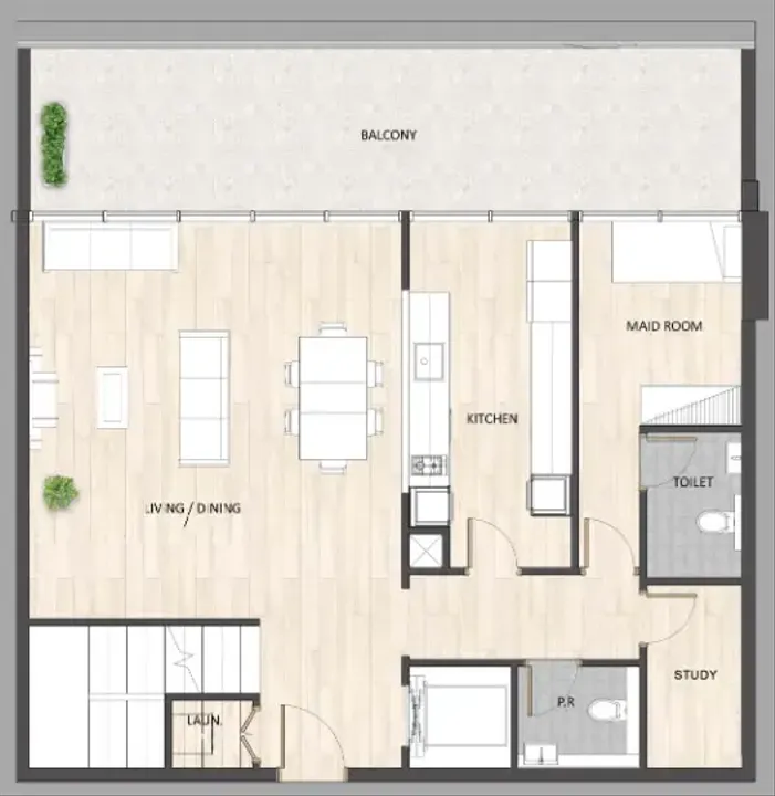 3 BR floor plan