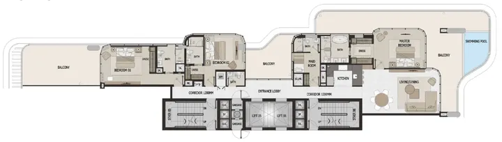 3 BR floor plan