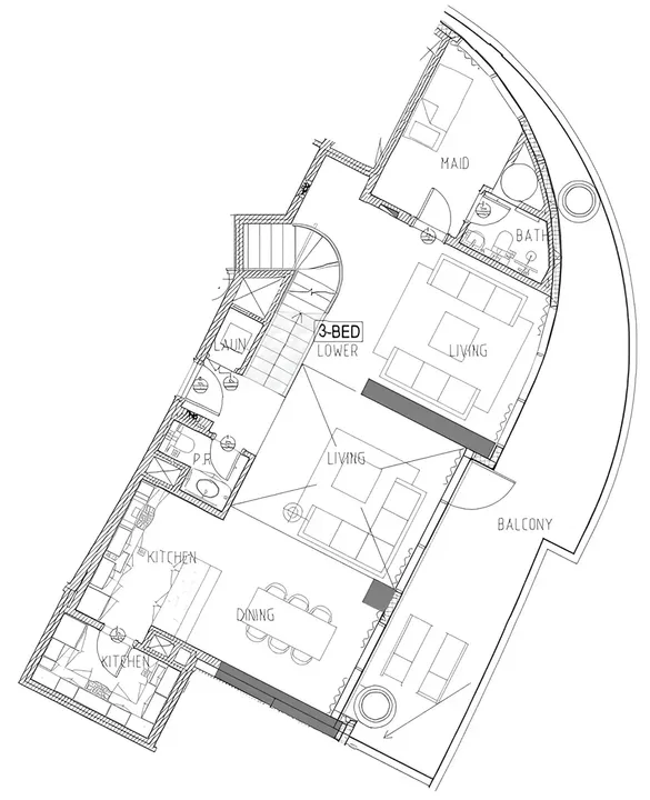 3 BR floor plan