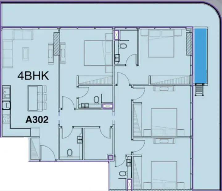 4 BR floor plan