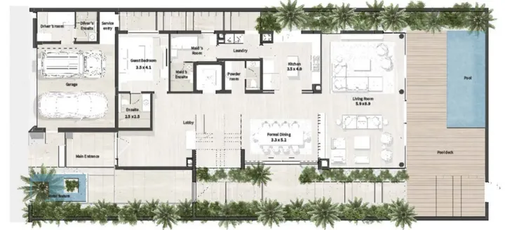 6 BR floor plan