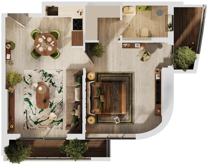1 BR floor plan