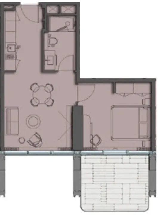 1 BR floor plan