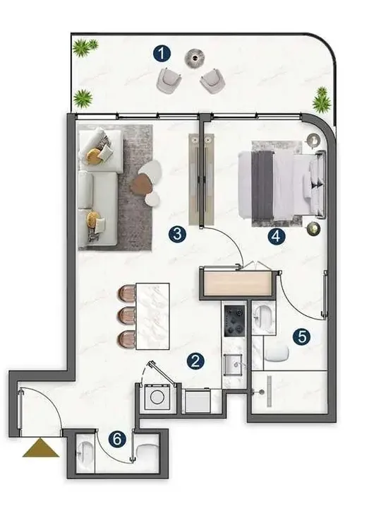 1 BR floor plan