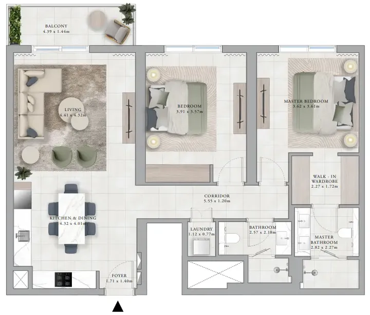 2 BR floor plan