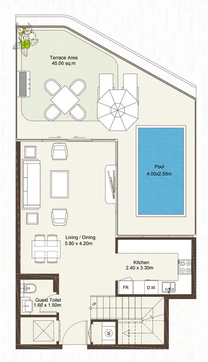 2 BR floor plan