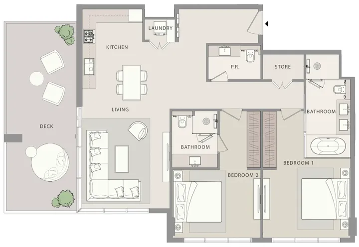 2 BR floor plan