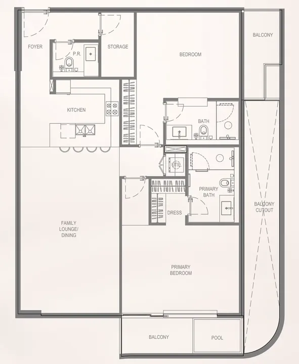 2 BR floor plan