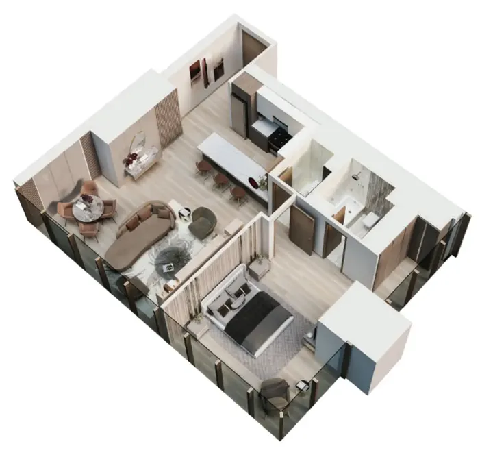 1 BR floor plan