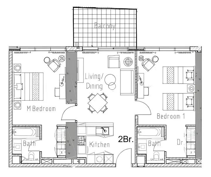 2 BR floor plan