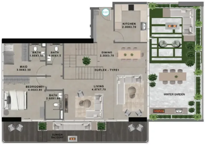 4 BR floor plan