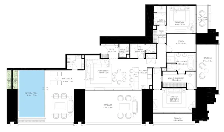 2 BR floor plan