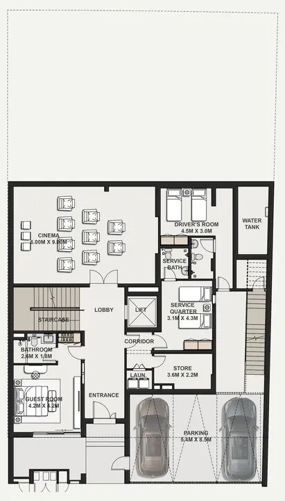 5 BR floor plan