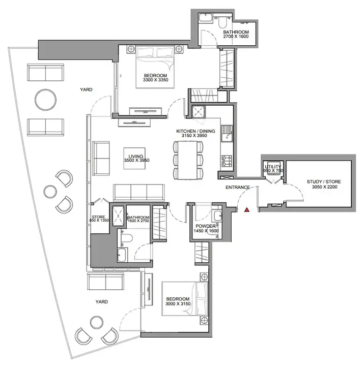 2 BR floor plan