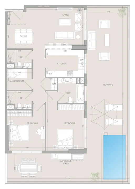 2 BR floor plan