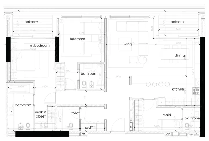 2 BR floor plan