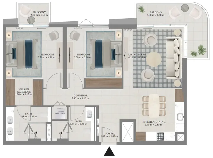 2 BR floor plan