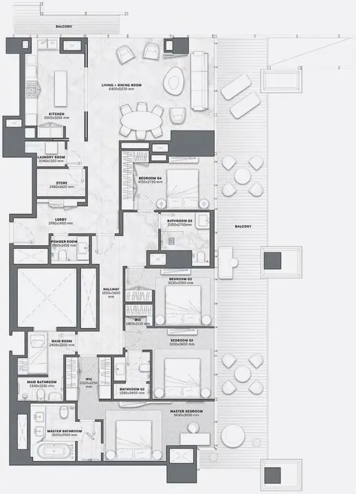 4 BR floor plan