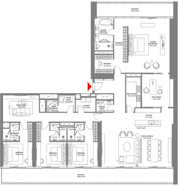 4 BR floor plan
