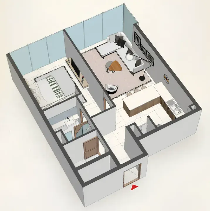 1 BR floor plan
