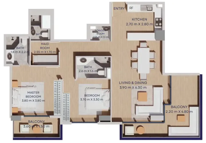 2 BR floor plan
