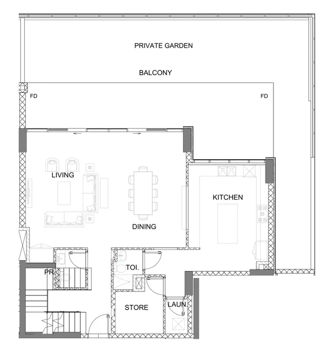3 BR floor plan
