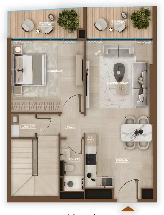 2 BR floor plan