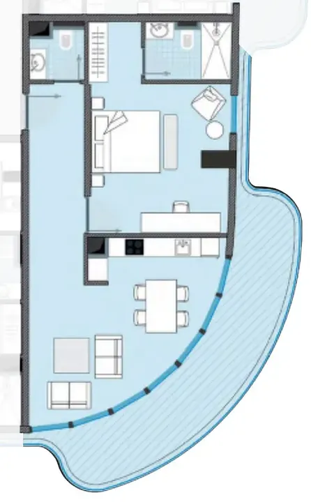 1 BR floor plan
