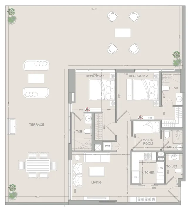 2 BR floor plan
