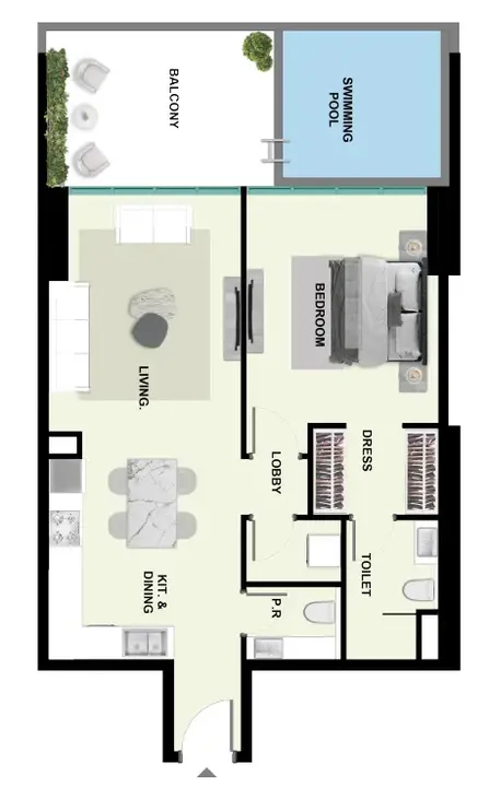 1 BR floor plan