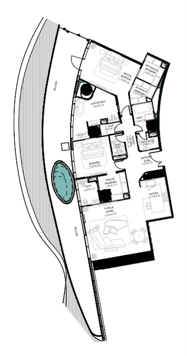 2 BR floor plan