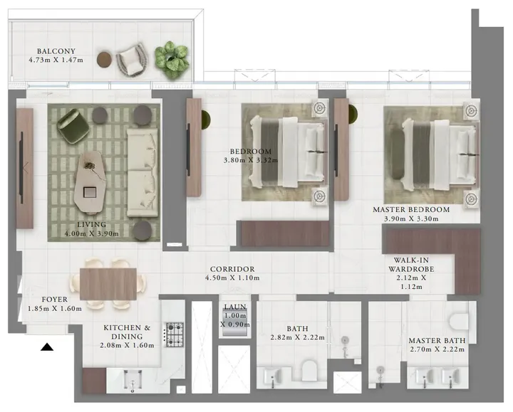 2 BR floor plan
