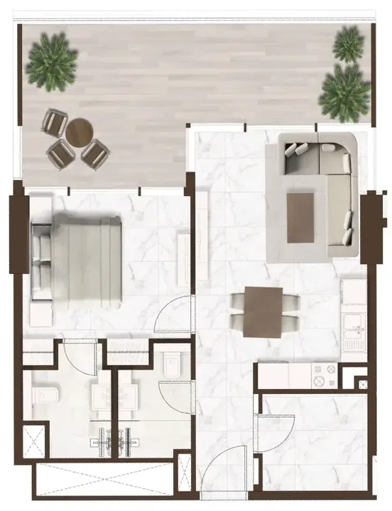 1 BR floor plan