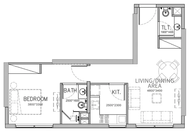 1 BR floor plan